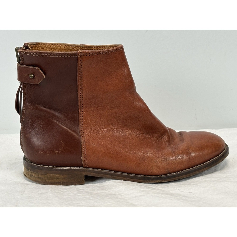 Madewell Sonia Leather Chelsea Booties Low Cut Womens 6 Brown 2 Tone Zip Back